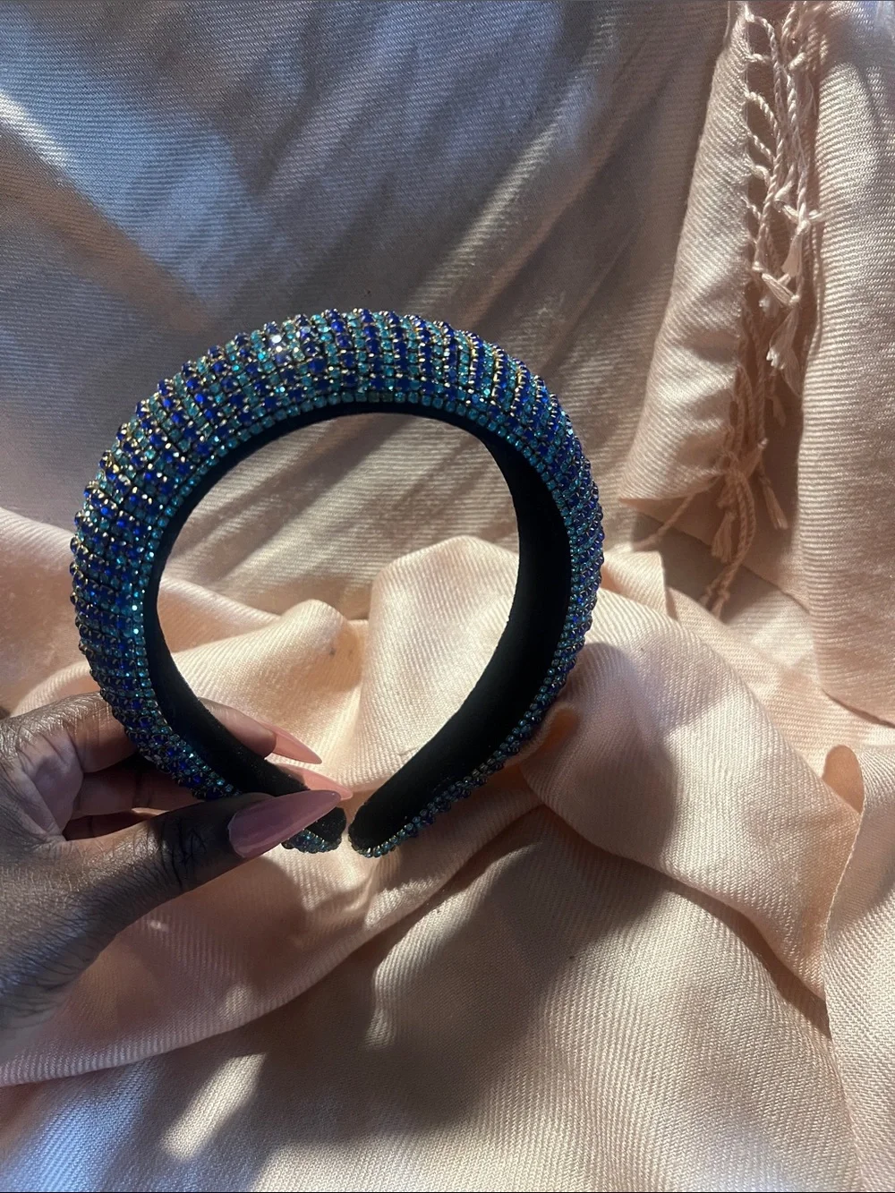 Embellished Padded Headband Trio — Pink, Blue, Gold, Silver